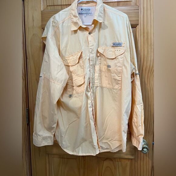 Men’s Columbia Sportswear Company  sunny yellow button down shirt size L - Picture 1 of 10